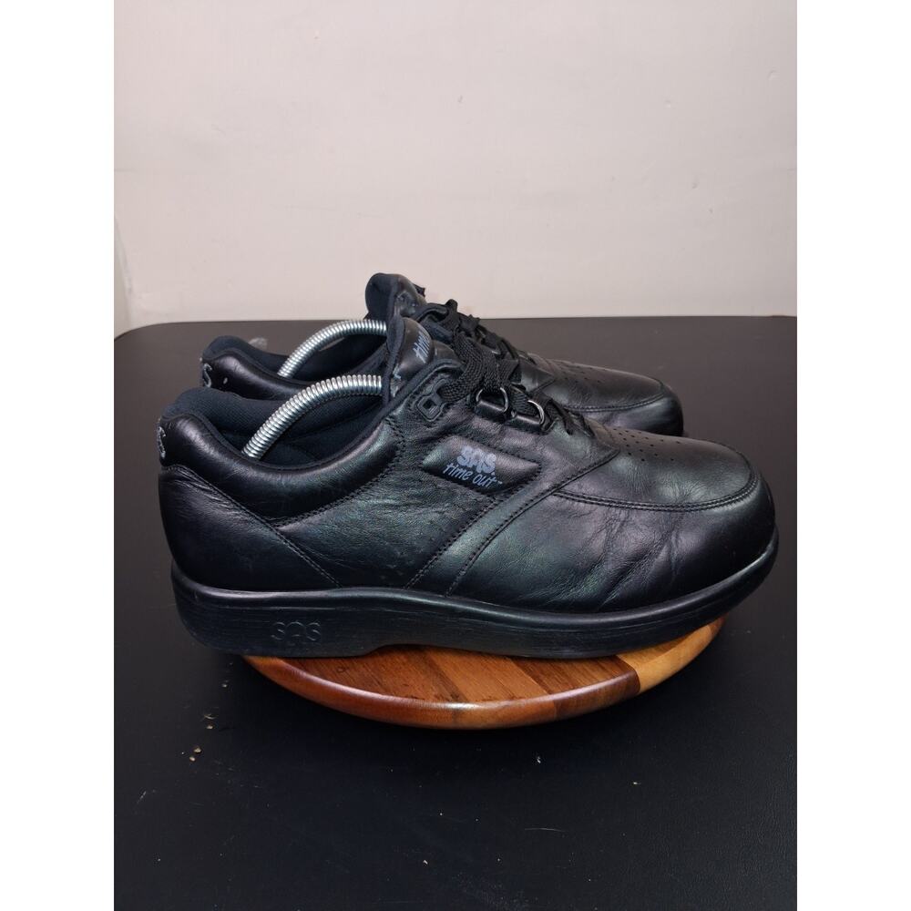 SAS Black Leather Mens 10 WWW Time Out Comfort Shoes Walking Diabetic Orthopedic